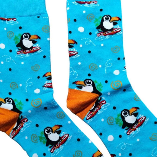 Toucans Surfing Pattern Socks (Adult Medium - Women's Shoe Sizes 5 - 10)
