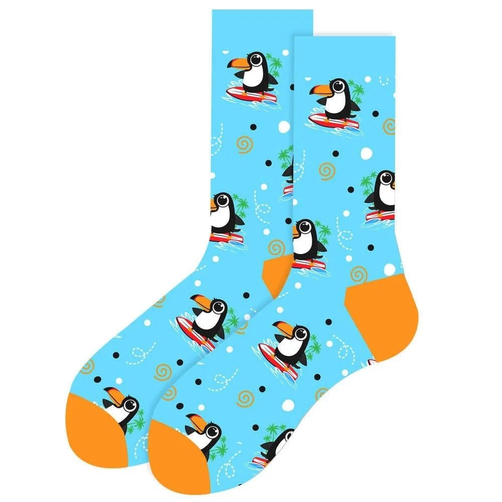 Toucans Surfing Pattern Socks (Adult Medium - Women's Shoe Sizes 5 - 10) ToucanSurfMd