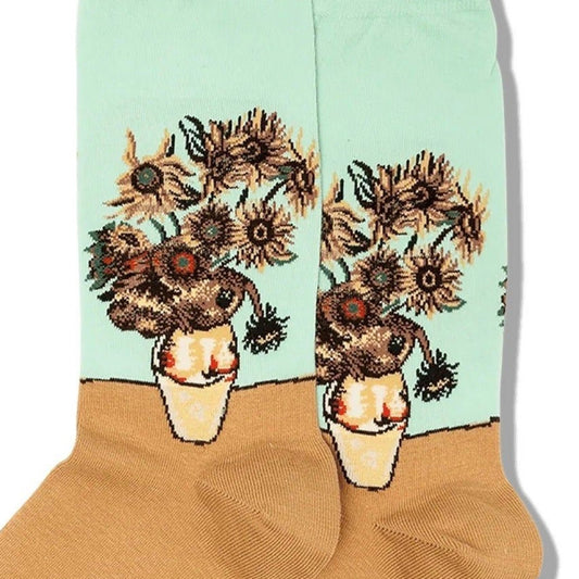 Van Gogh's Sunflowers Crew Socks from the Sock Panda (Adult Medium - Women's Shoe Sizes 5 - 10)