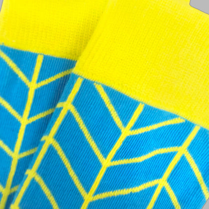 Vibrant Turquoise and Yellow Patterned Sock from the Sock Panda (Adult Large)
