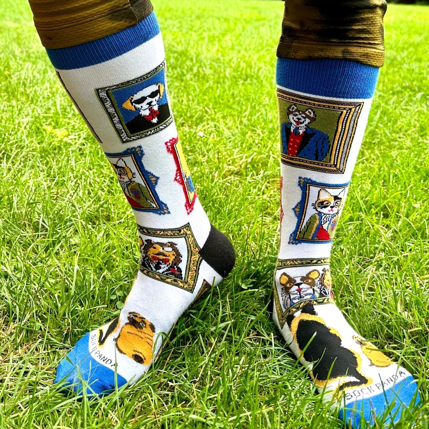 Wall Art Museum Dogs and Cats Socks (Adult Large - Men's Shoe Sizes 8 - 12)