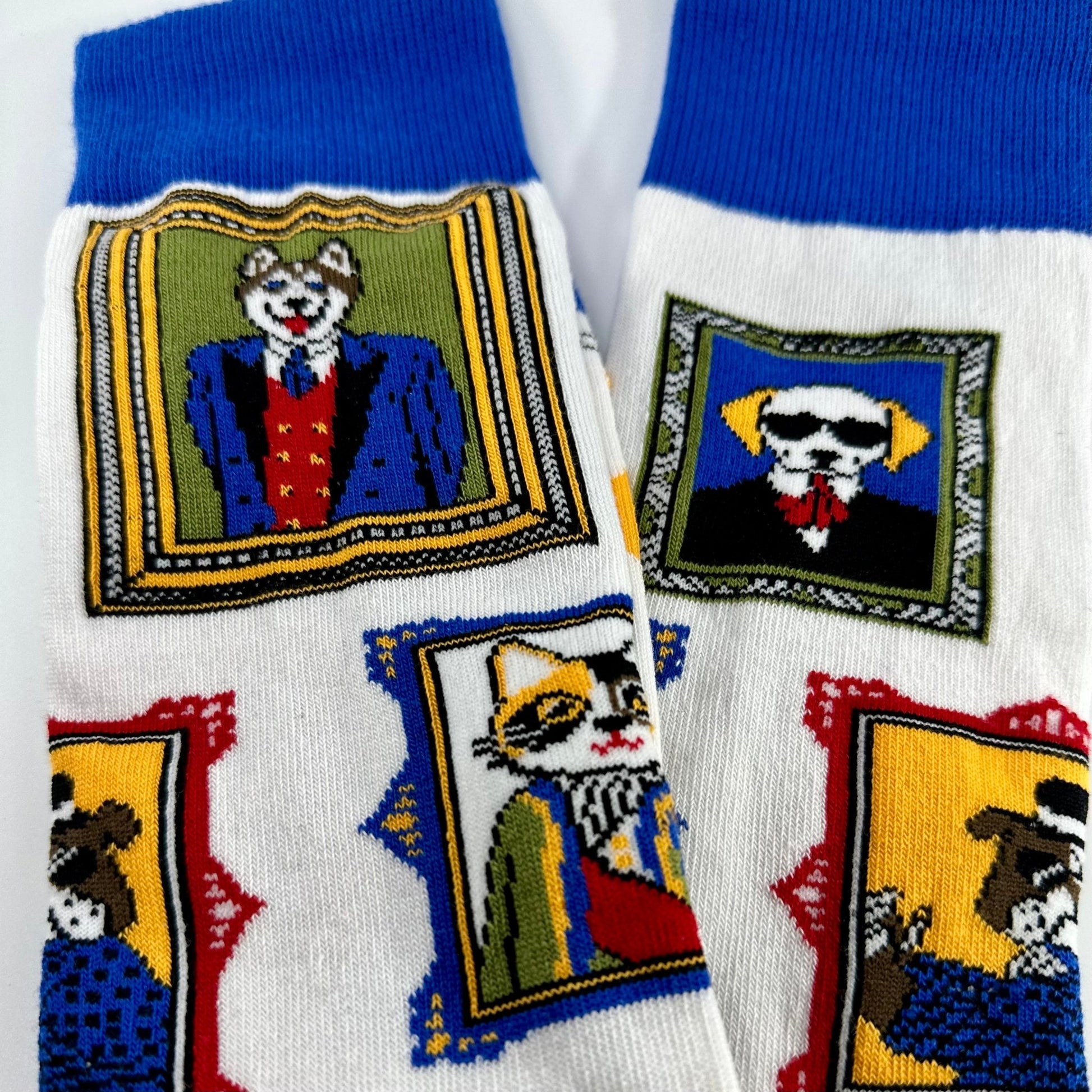 Wall Art Museum Dogs and Cats Socks (Adult Large - Men's Shoe Sizes 8 - 12)