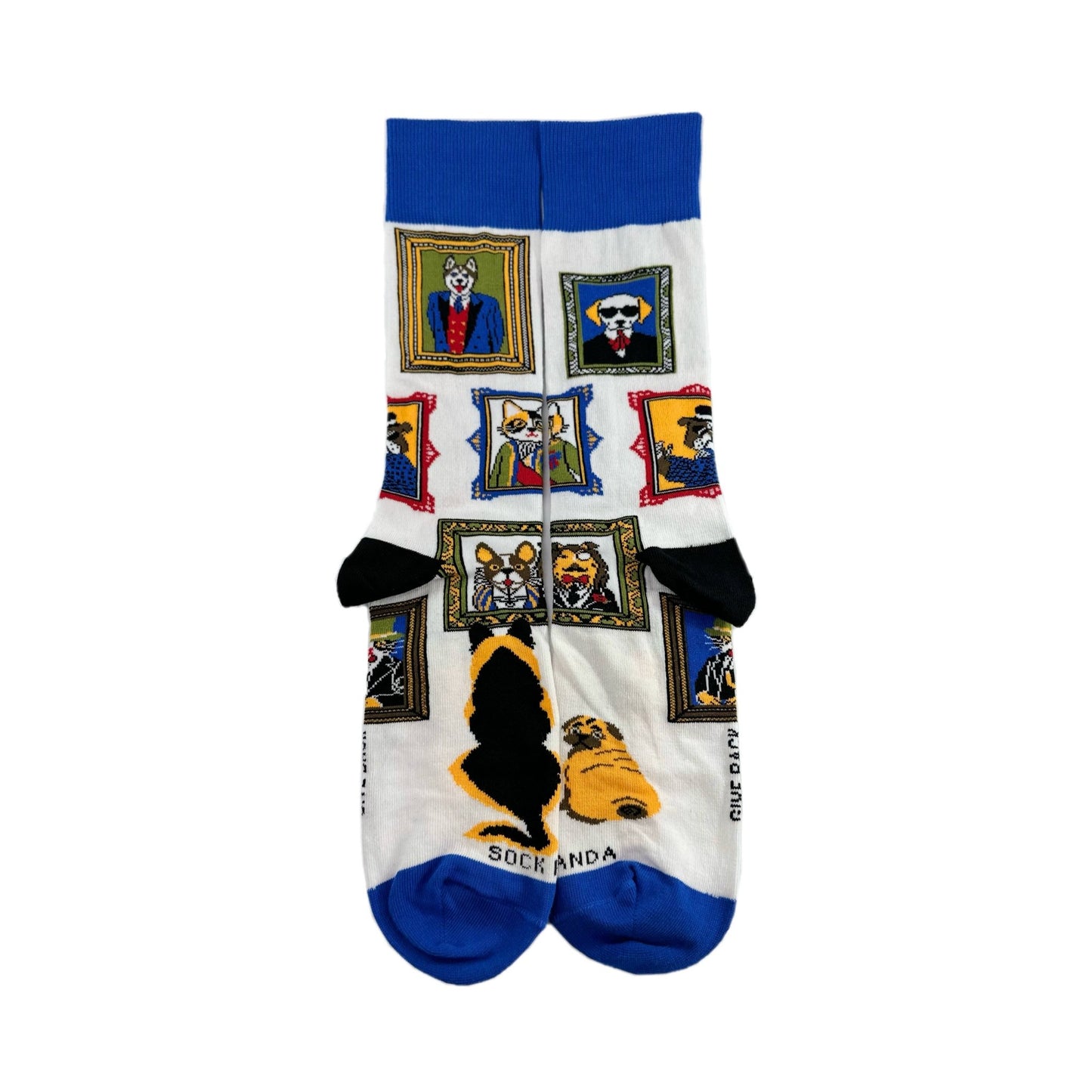 Wall Art Museum Dogs and Cats Socks (Adult Large - Men's Shoe Sizes 8 - 12)