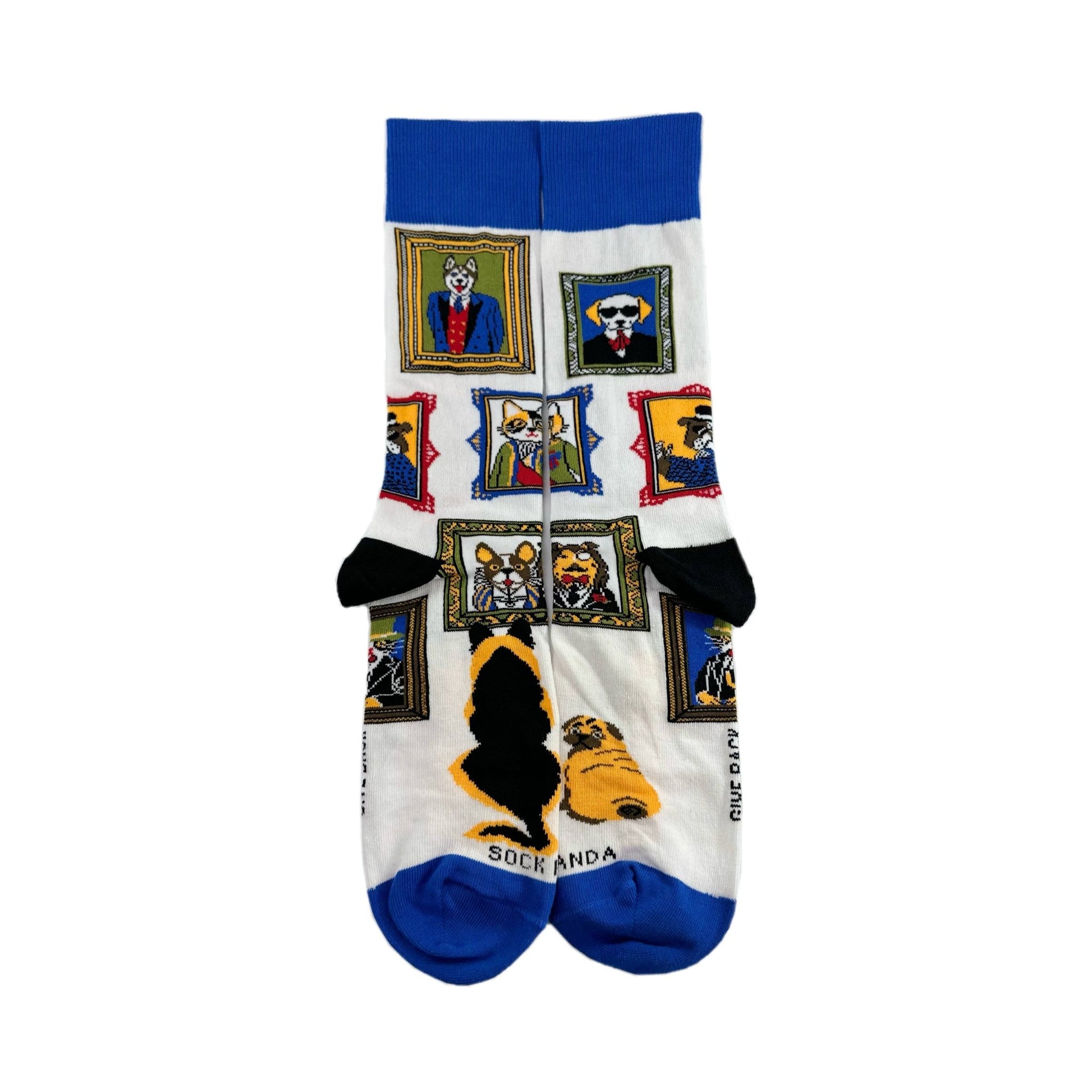 Wall Art Museum Dogs and Cats Socks (Adult Large - Men's Shoe Sizes 8 - 12)