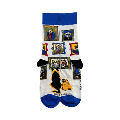 Wall Art Museum Dogs and Cats Socks (Adult Large - Men's Shoe Sizes 8 - 12)