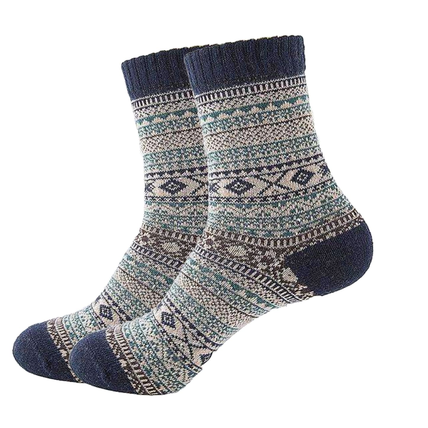 Warm Woolen Block Knitting Socks (Adult Medium - Women's Shoe Sizes 5 - 10)
