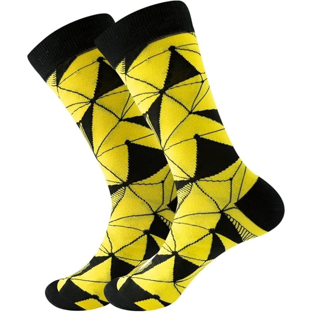 Yellow and Black Geometric Pattern Socks from the Sock Panda (Adult Large)