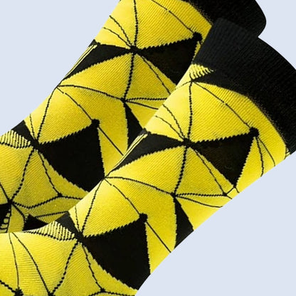 Yellow and Black Geometric Pattern Socks from the Sock Panda (Adult Large)
