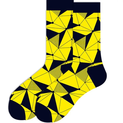 Yellow and Black Geometric Pattern Socks from the Sock Panda (Adult Large)