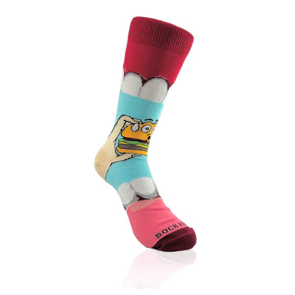 Yummy Hamburger Socks from the Sock Panda (Adult Small - Shoe Sizes 2 - 5)