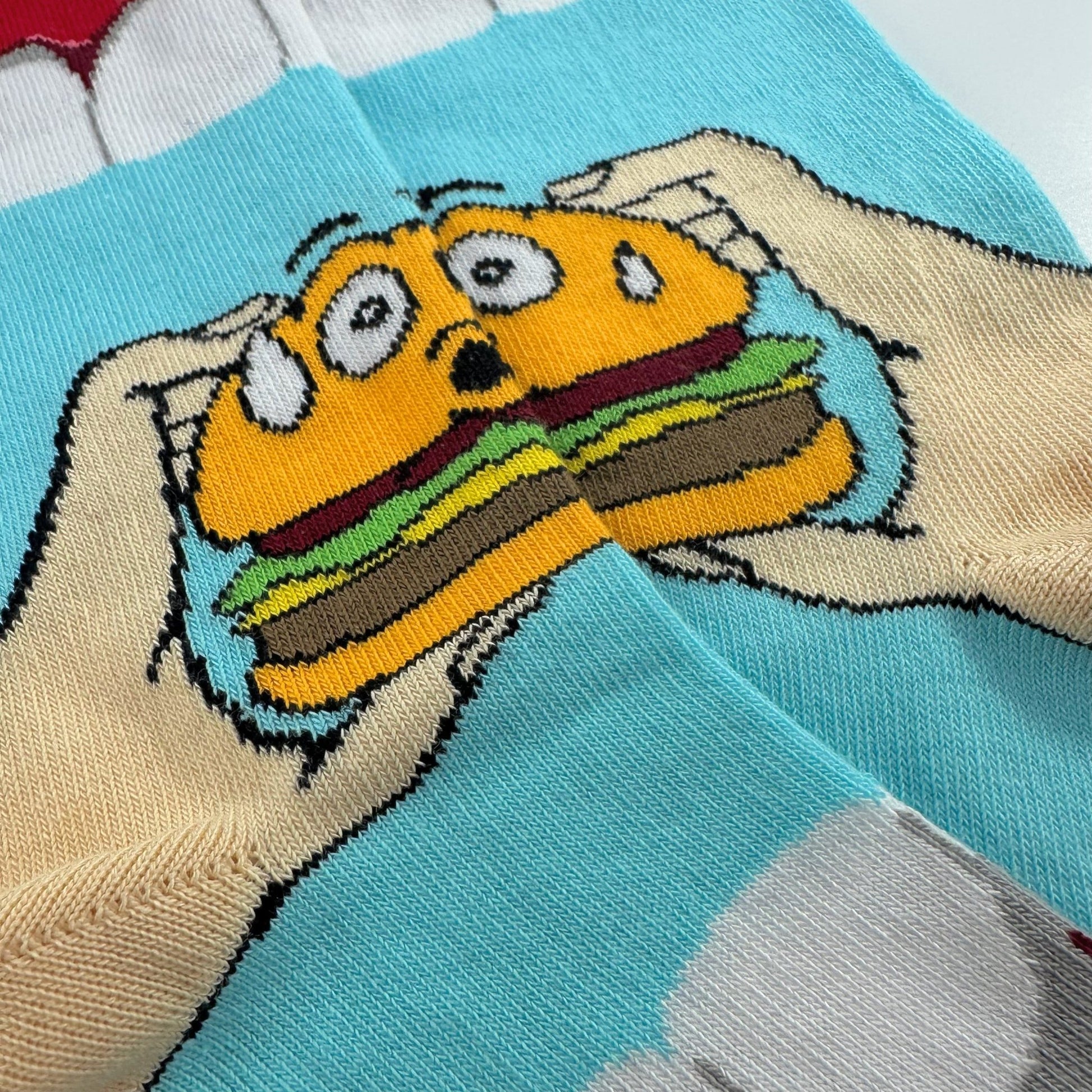 Yummy Hamburger Socks from the Sock Panda (Adult Small - Shoe Sizes 2 - 5)
