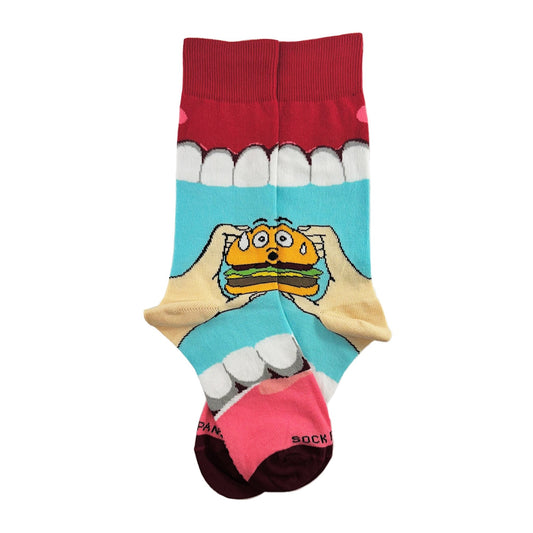 Yummy Hamburger Socks from the Sock Panda (Adult Small - Shoe Sizes 2 - 5)