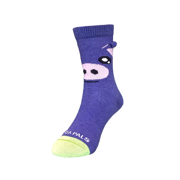 Joyful Purple Pig Socks (Ages 3-5)