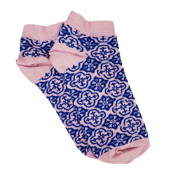 Fantastic Pink and Blue Patterned Ankle Socks (Adult Medium)