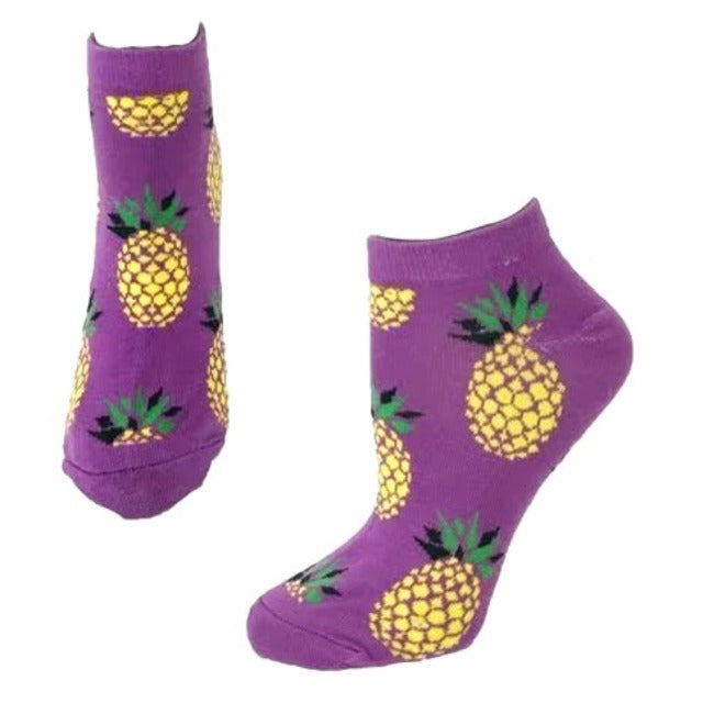 Purple Pineapple Patterned Ankle Socks
