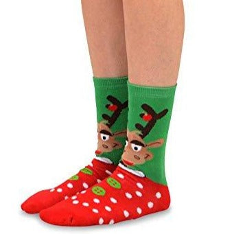 Holiday Reindeer Socks for Kids (Ages 1-7)
