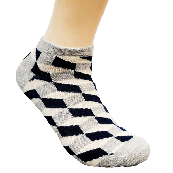 Three Dimensional Geometric Pattern Ankle Socks (Adult Medium)