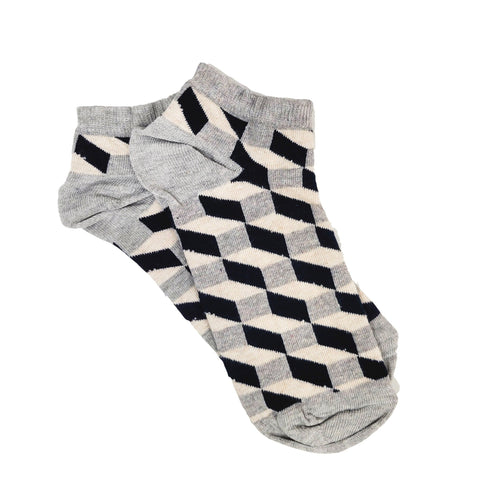 Three Dimensional Geometric Pattern Ankle Socks (Adult Medium - Women's Shoe Sizes 5-10)