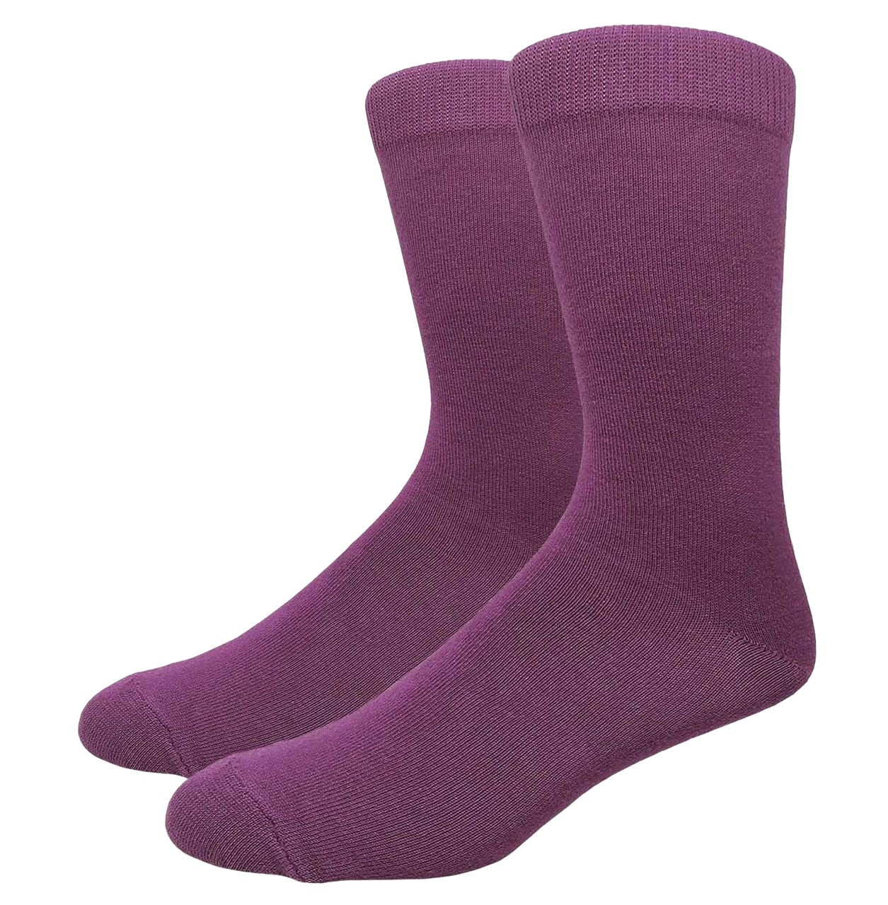 Solid Color Crew Cotton Dress Socks - Purple
