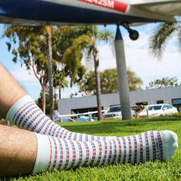 Stylish Patriotic Red and Blue Stiped Sock from the Sock Panda
