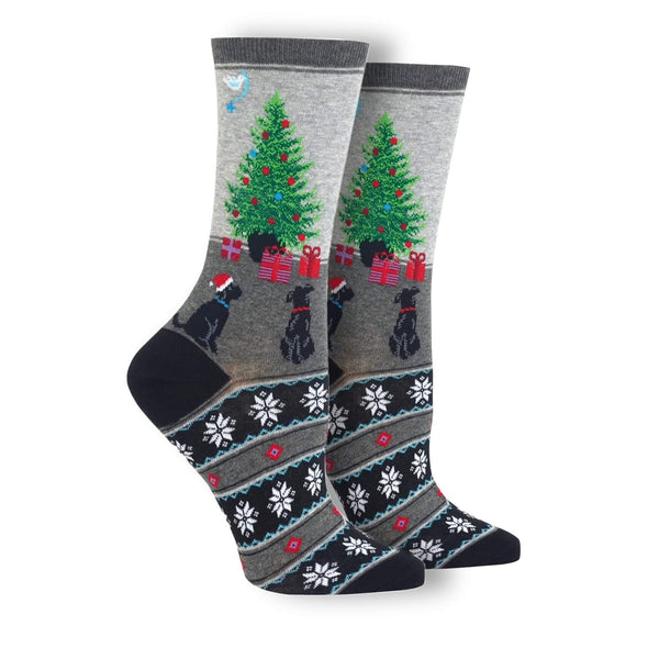 Christmas Tree Dogs Socks (Adult Medium) - Blue or Gray