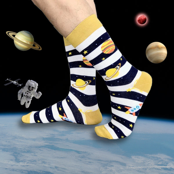 Jupiter and Saturn Planet Space Socks (Adult Large)