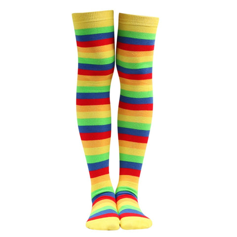 Yellow Rainbow Stripe Pattern Socks from the Sock Panda (Thigh High)