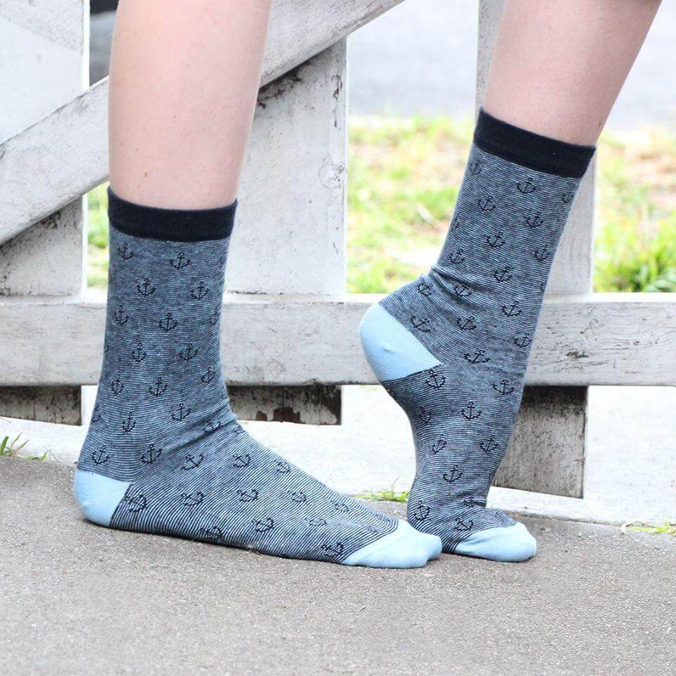 Classic and Elegant Anchor Pattern Socks (Adult Medium - Women's Shoe Sizes 5-10)