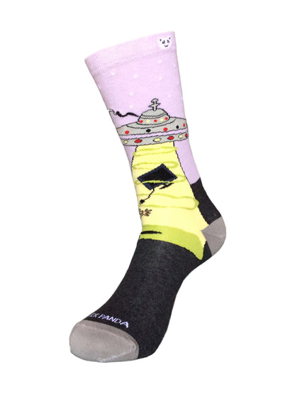 Alien UFO Abduction Socks (Adult Medium - Women's Shoe Sizes 5-10)