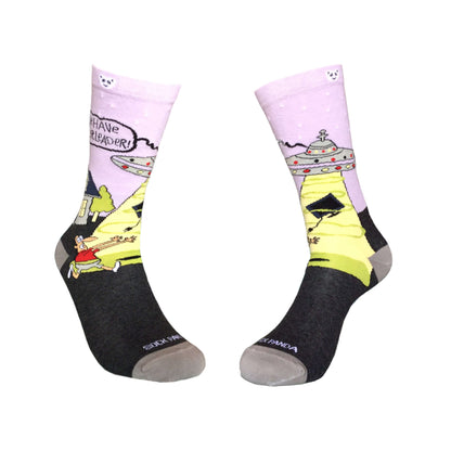 Alien UFO Abduction Socks (Adult Medium - Women's Shoe Sizes 5-10)