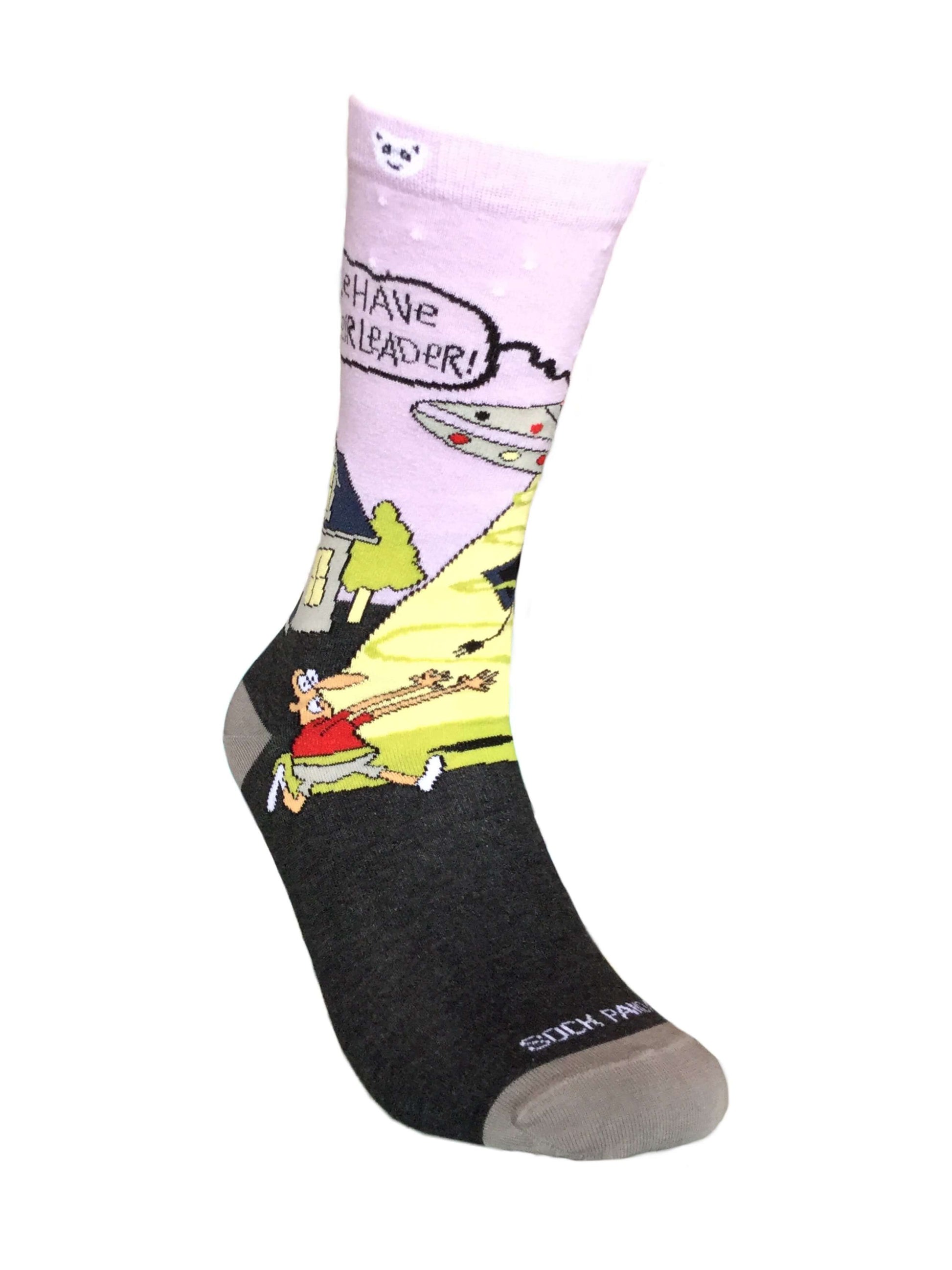Alien UFO Abduction Socks (Adult Medium - Women's Shoe Sizes 5-10)