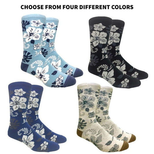 Aloha Hawaiian Floral Hibiscus Pattern Socks (Adult Large)