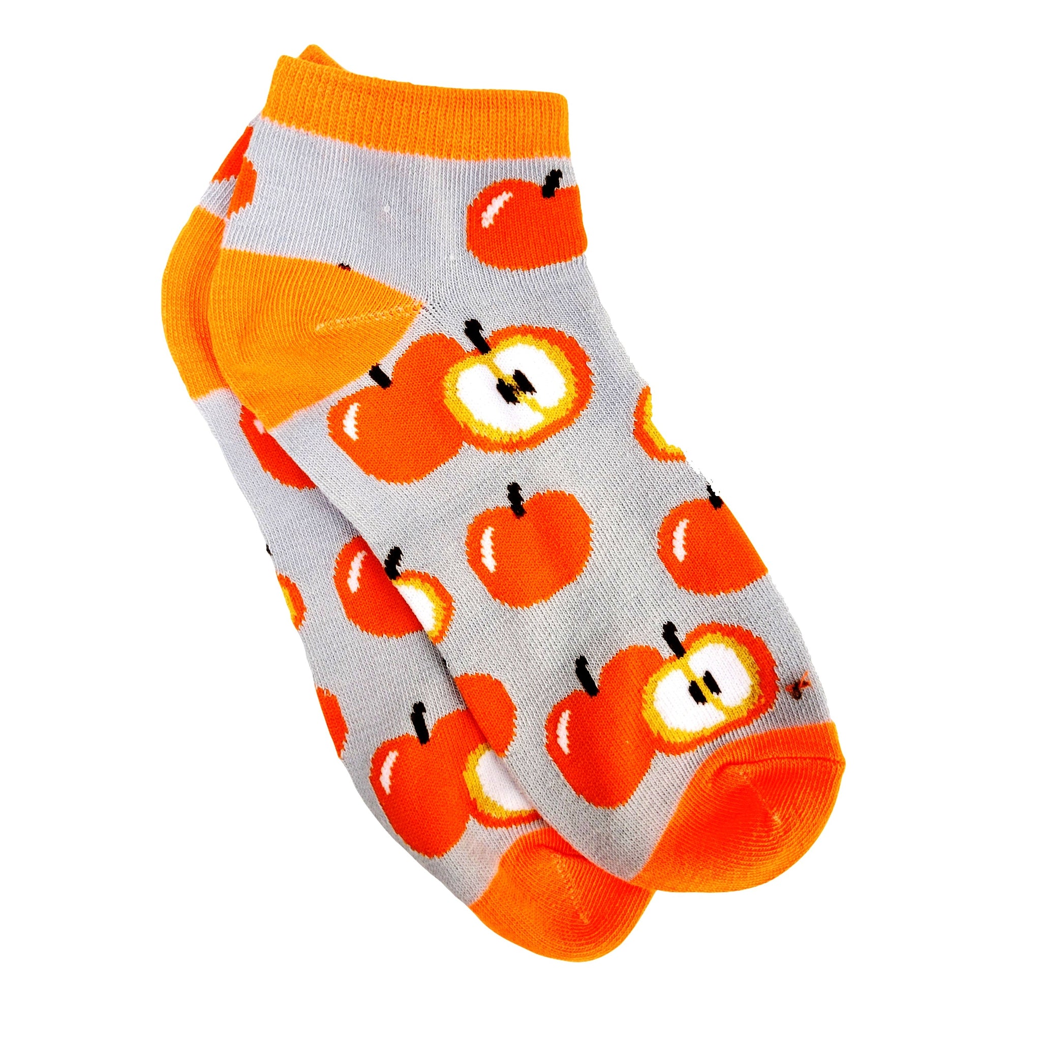 Orange Colored Apple Pattern  Ankle Socks (Adult Medium - Women's Shoe Sizes 5-10)
