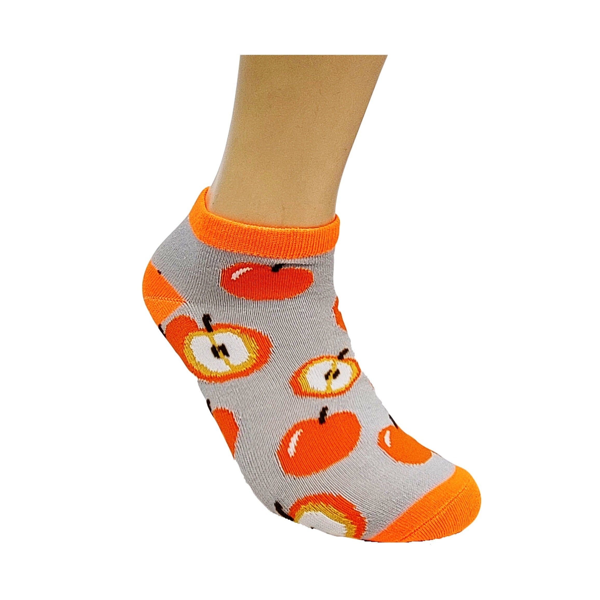 Orange Colored Apple Pattern  Ankle Socks (Adult Medium)