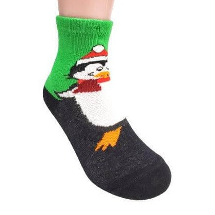 Christmas Penguin Wearing Santa Hat Socks