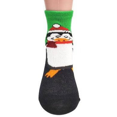 Christmas Penguin Wearing Santa Hat Socks