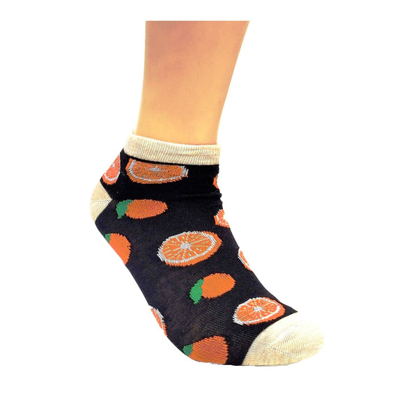Orange Slices on a Black Ankle Socks (Adult Medium)