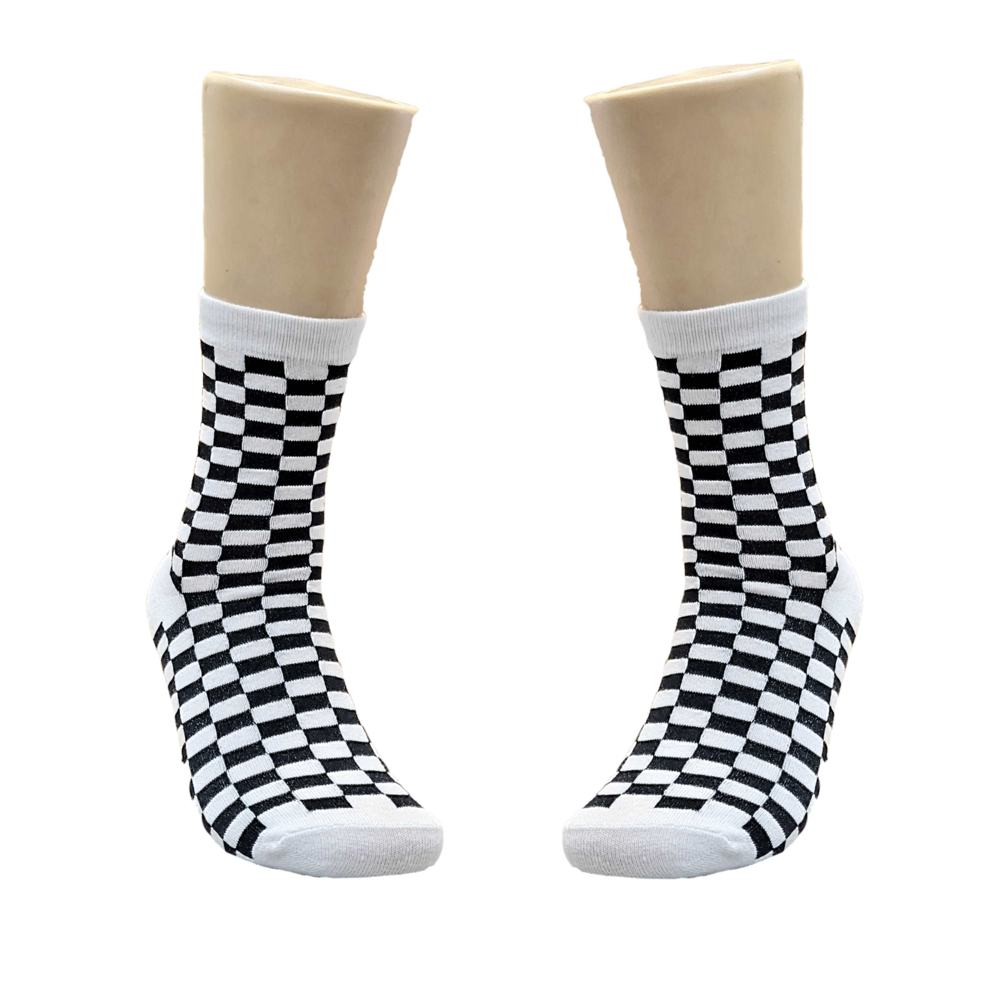 Black and White Checkered Socks from the Sock Panda (Adult Medium - Women's Shoe Sizes 5-10)