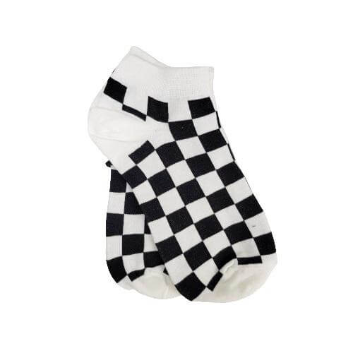 Black and White Checkered Ankle Socks (Adult Medium)