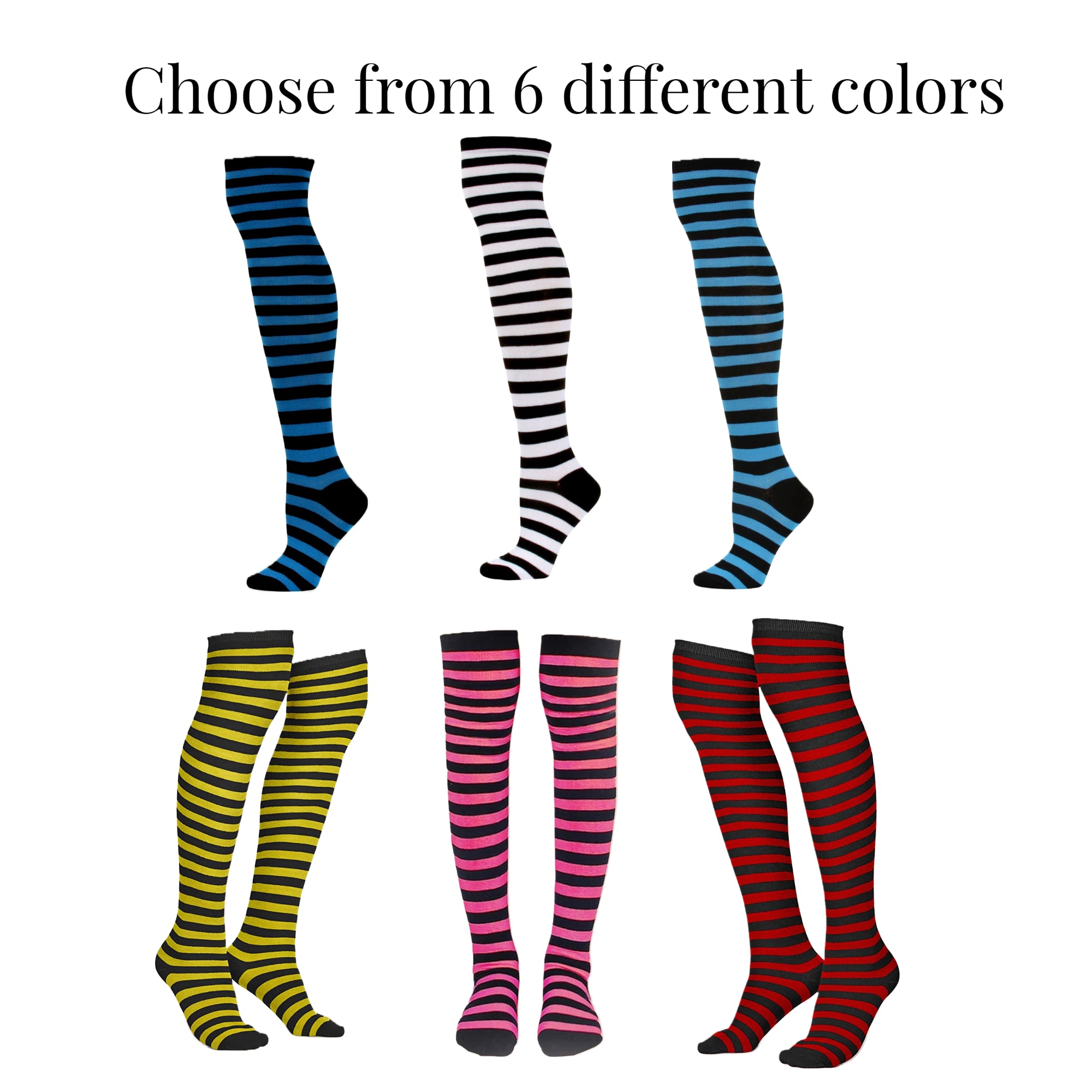 Thin Striped Patterned Socks (Thigh High) from the Sock Panda