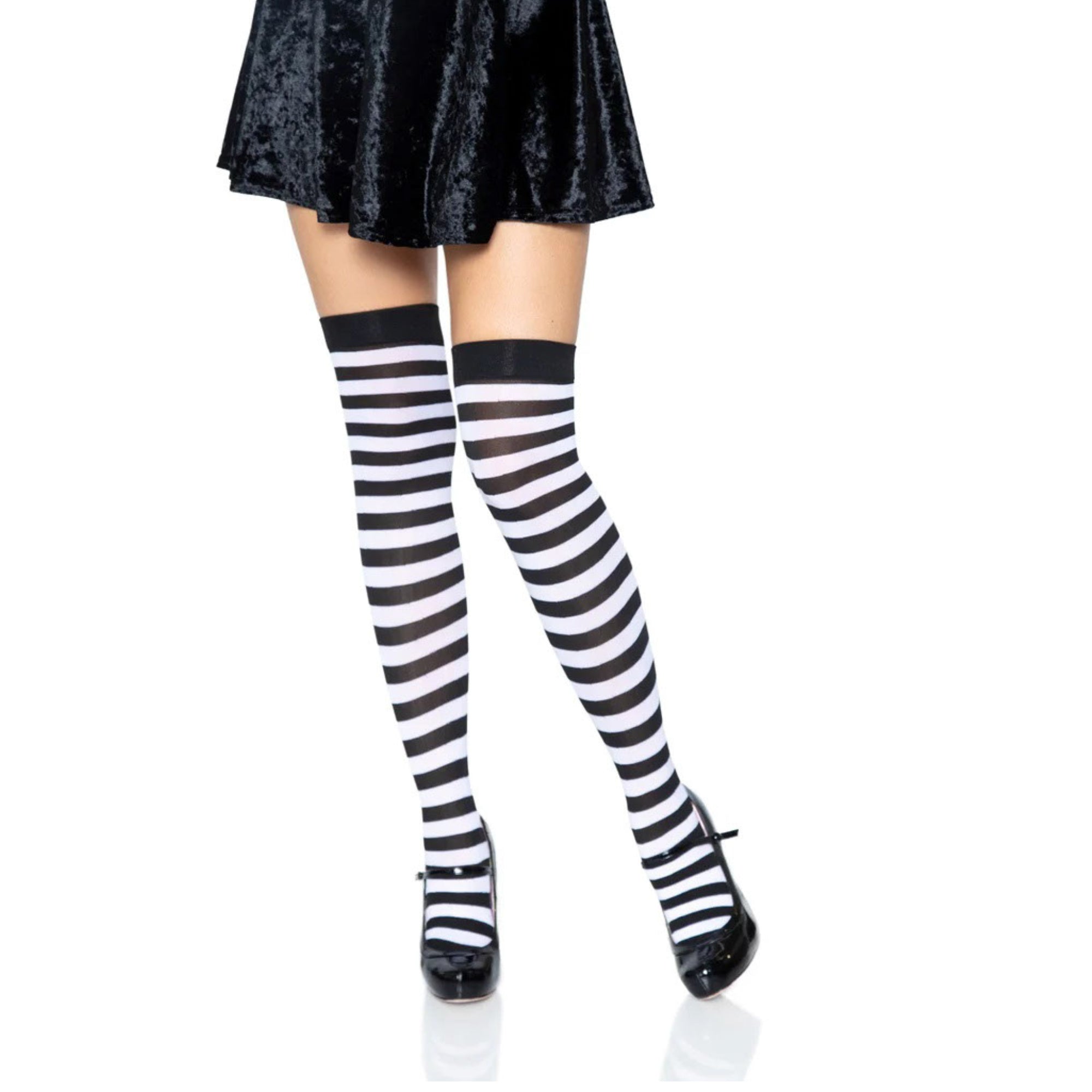 Thin Striped Patterned Socks (Thigh High) from the Sock Panda White