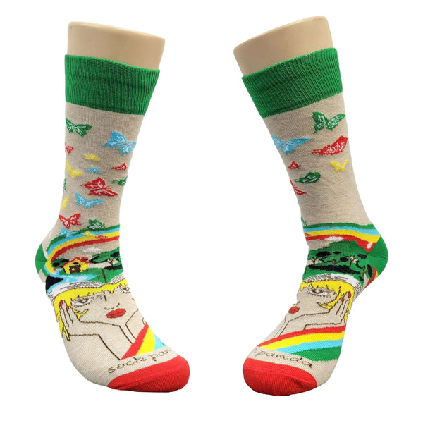 A Book Lovers Dream Sock with Butterflies from the Sock Panda