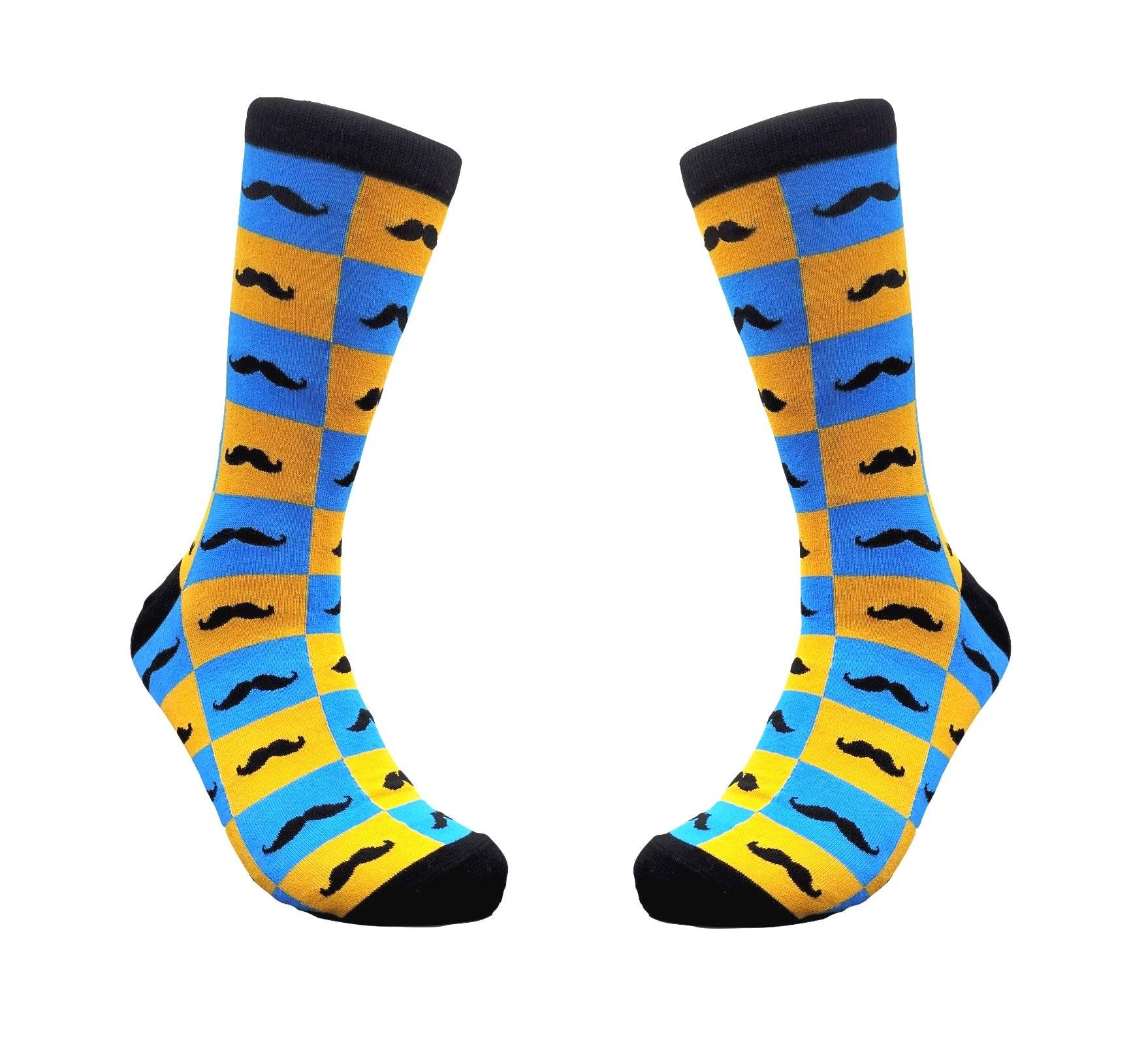 Checkered Mustache Patterned Socks from the Sock Panda (Adult Large)