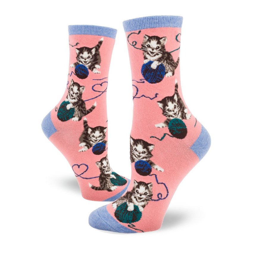 Kitty Cat Playing with a Ball of String Women's Socks  (Adult Medium)