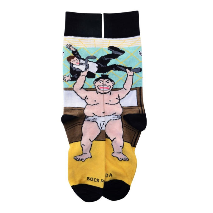 Sumo Man Tossing Business Office Man from Cubicle Socks - Sock Panda