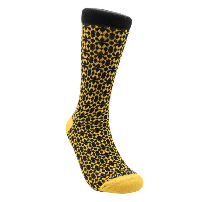 Sophisticated Mustard Yellow and Black Patterned Office Socks (Adult Medium)
