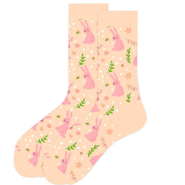 Pink Bunny Rabbit Pattern Socks from the Sock Panda