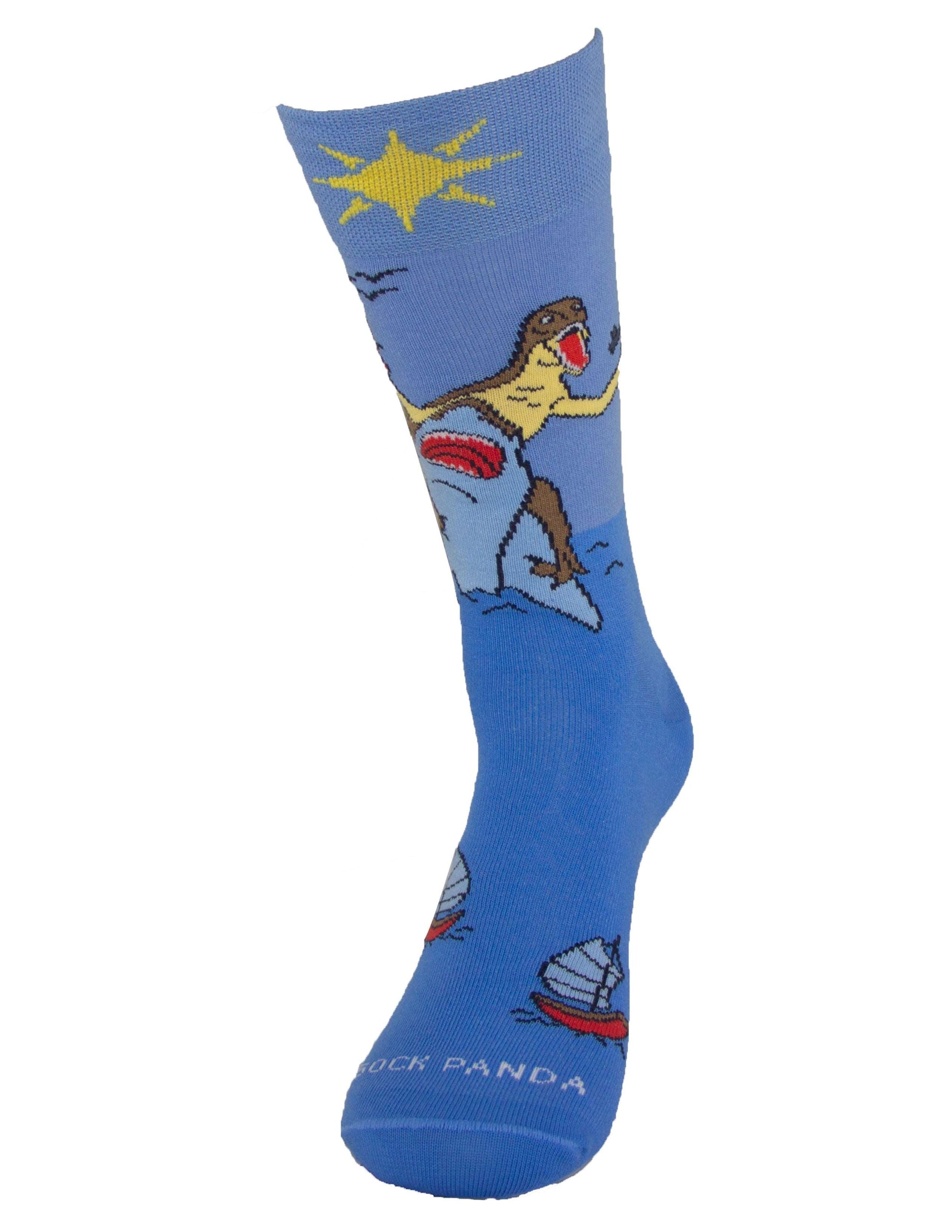 Dinosaur and Shark Socks from the Sock Panda (Adult Large - Men's Shoe Sizes 8-12)