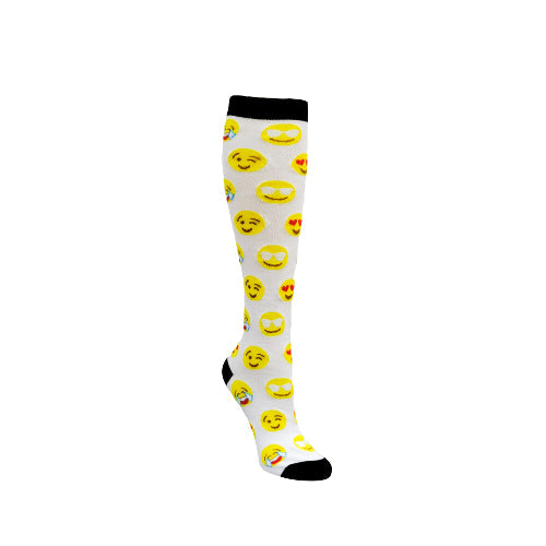 White Emoji Pattern Socks  from the Sock Panda (Knee High)