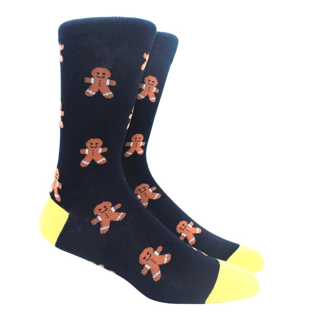 Gingerbread Man Patterned Socks (Adult Large - Men's Shoe Sizes 8-12)